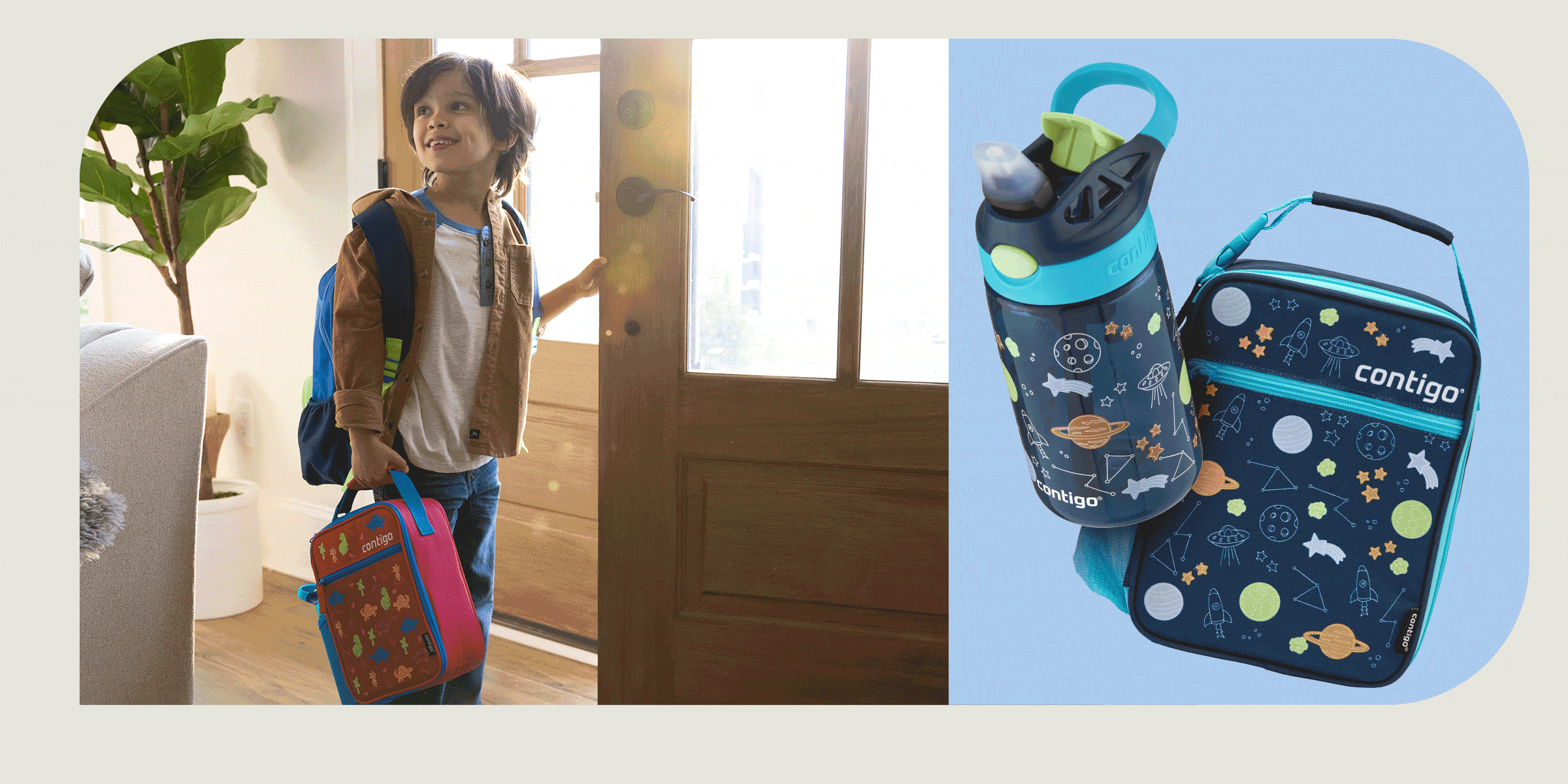 video of contigo kids water bottle and lunch box