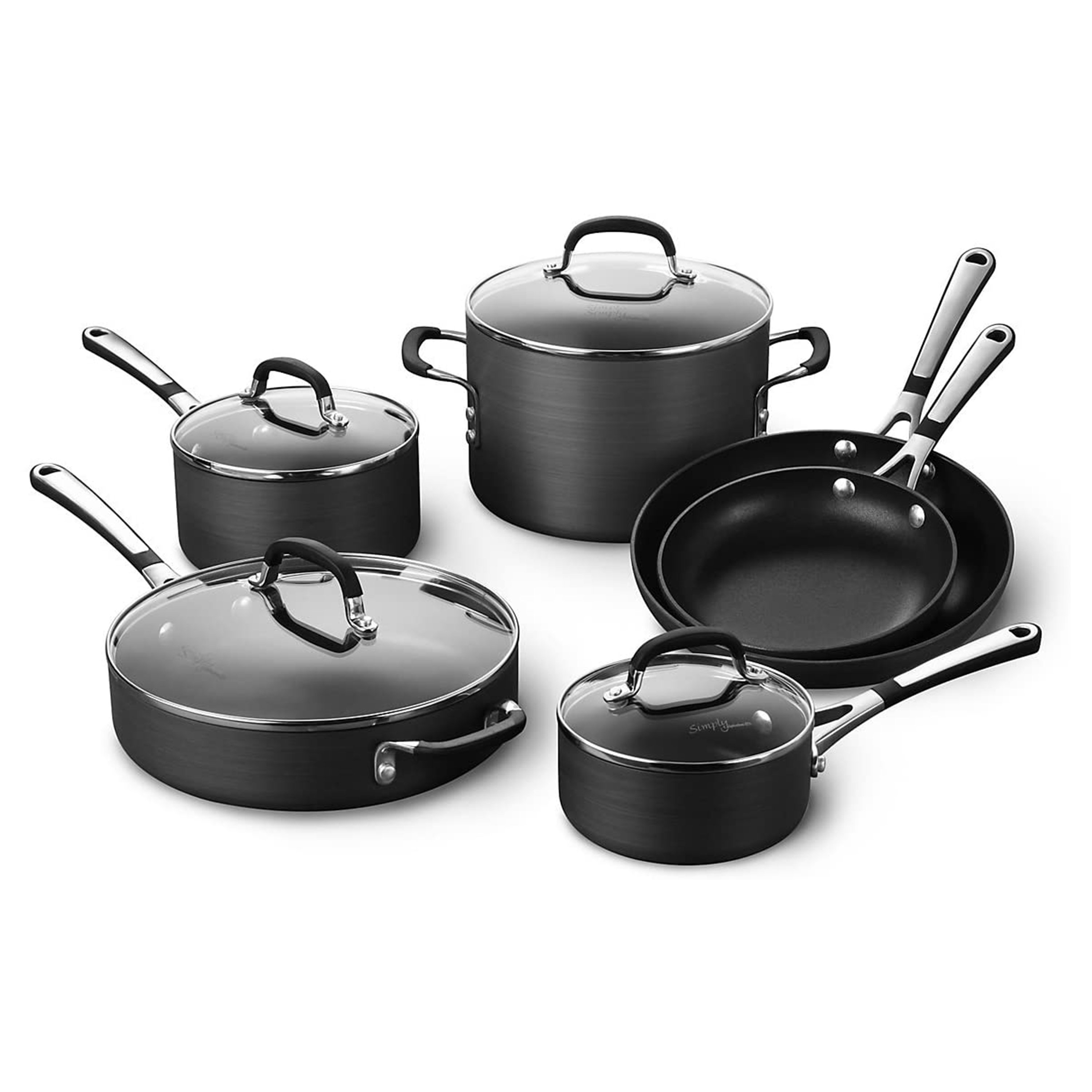 10pc Aluminium Cookware Set Non Stick Saucepan Pots Kitchen Cook Casserole Dish