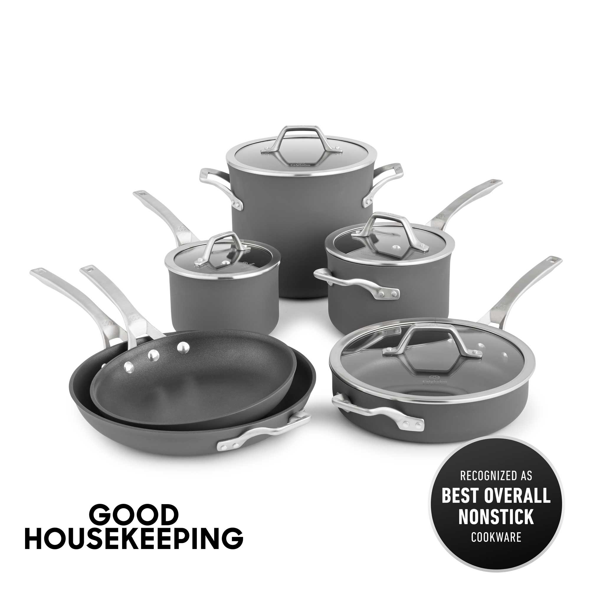 Good Grips 10-Piece Hard-Anodized Aluminum Nonstick Cookware Set in Gray