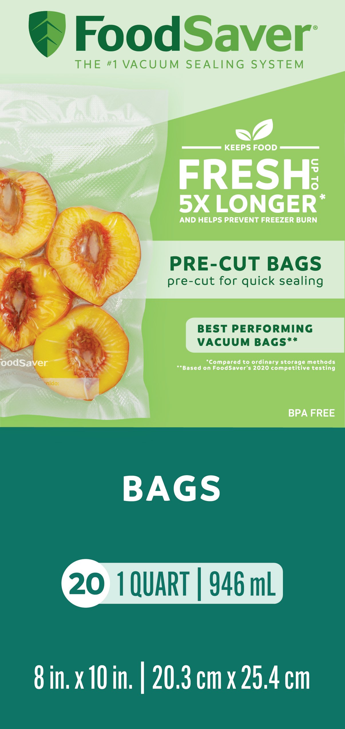 Foodsaver Fresh Quart Bags, 8 in. X 20 in roll, 2 pk. - Wilco Farm