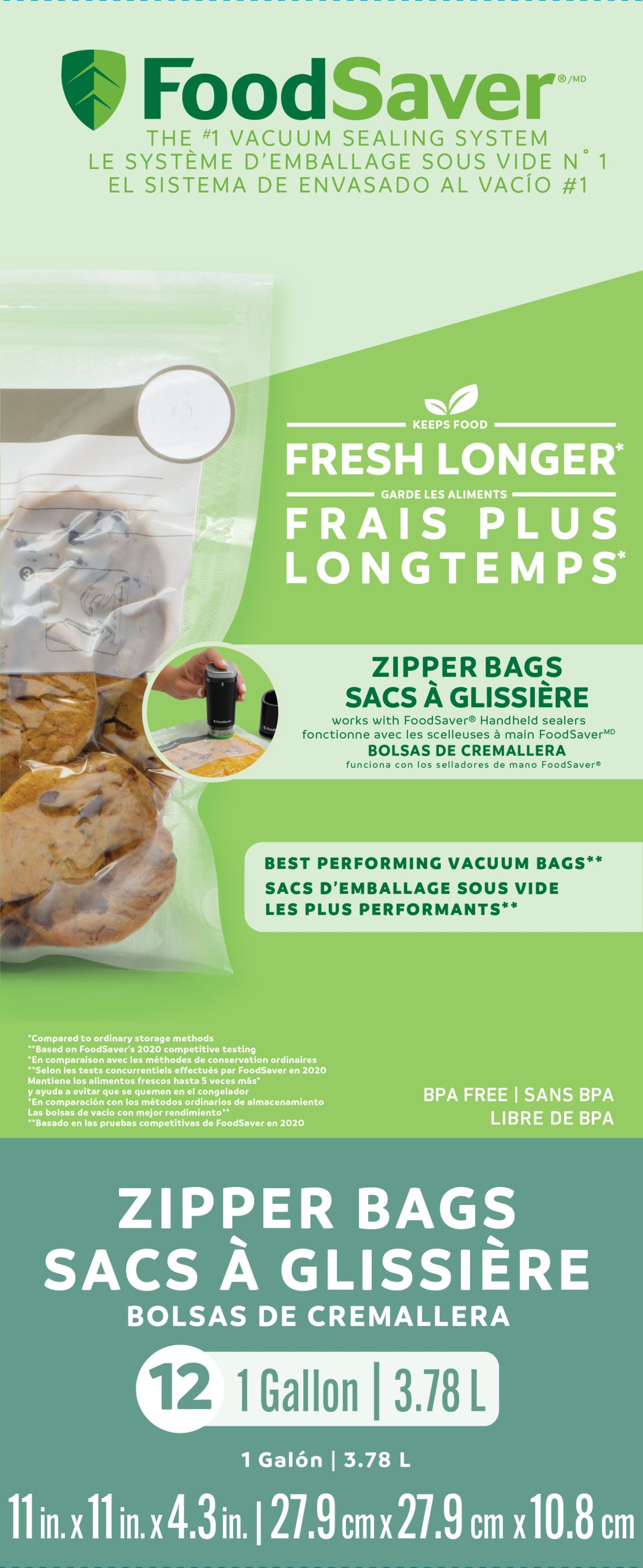 FoodSaver® FreshSaver® Gallon Size Zipper Vacuum Sealer Bags, 12