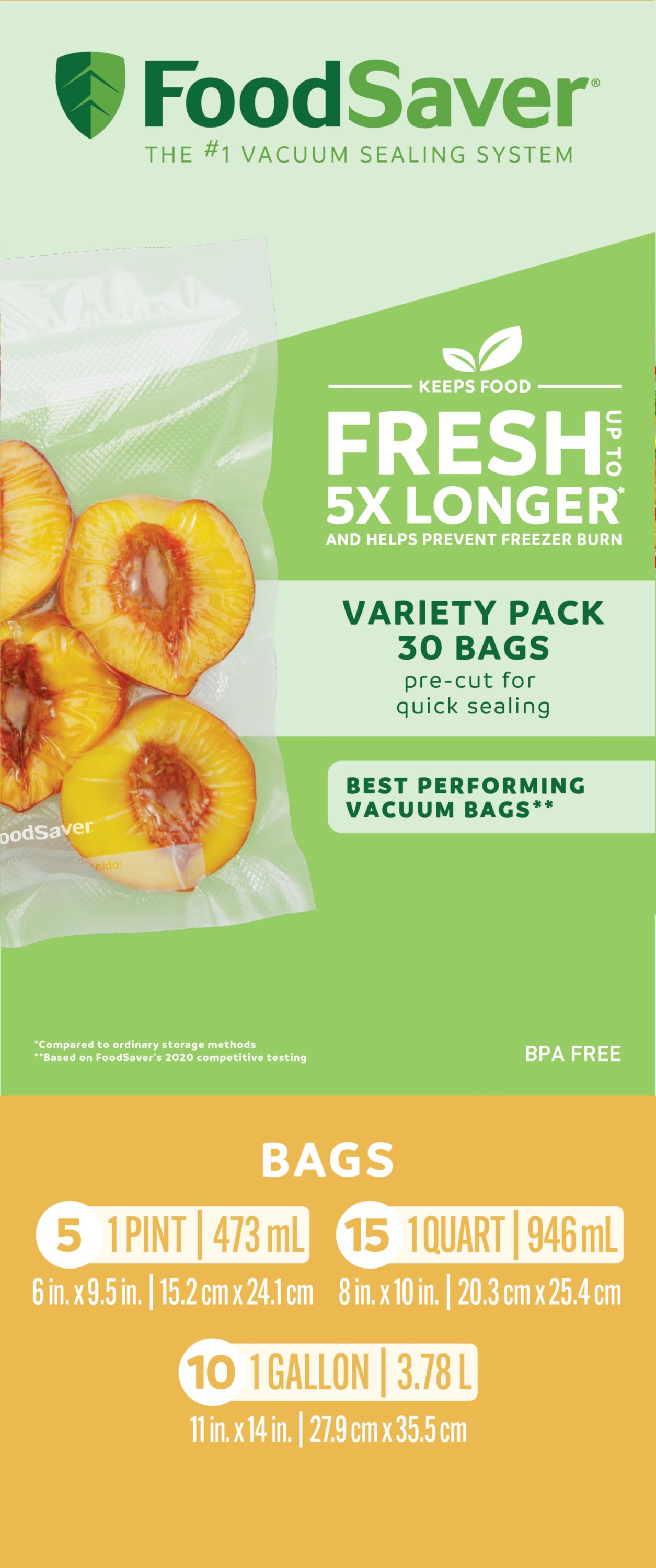 150 Pre-Cut Food Vacuum Sealer Bags - Pint, Quart, Gallon Size