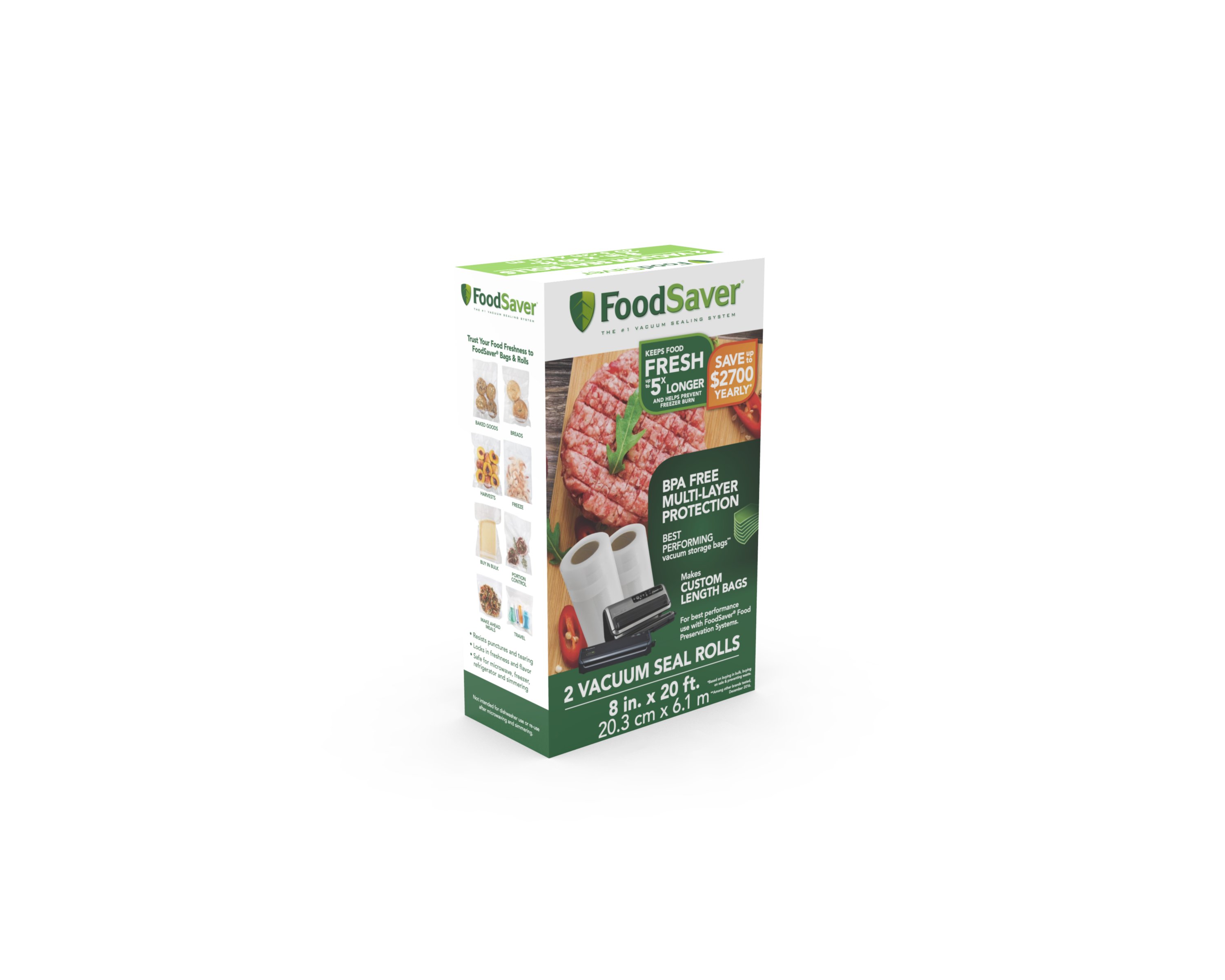 FoodSaver FSFSBF0526-P00 8 in. x 20 ft. FoodSaver Roll - 2 Pack