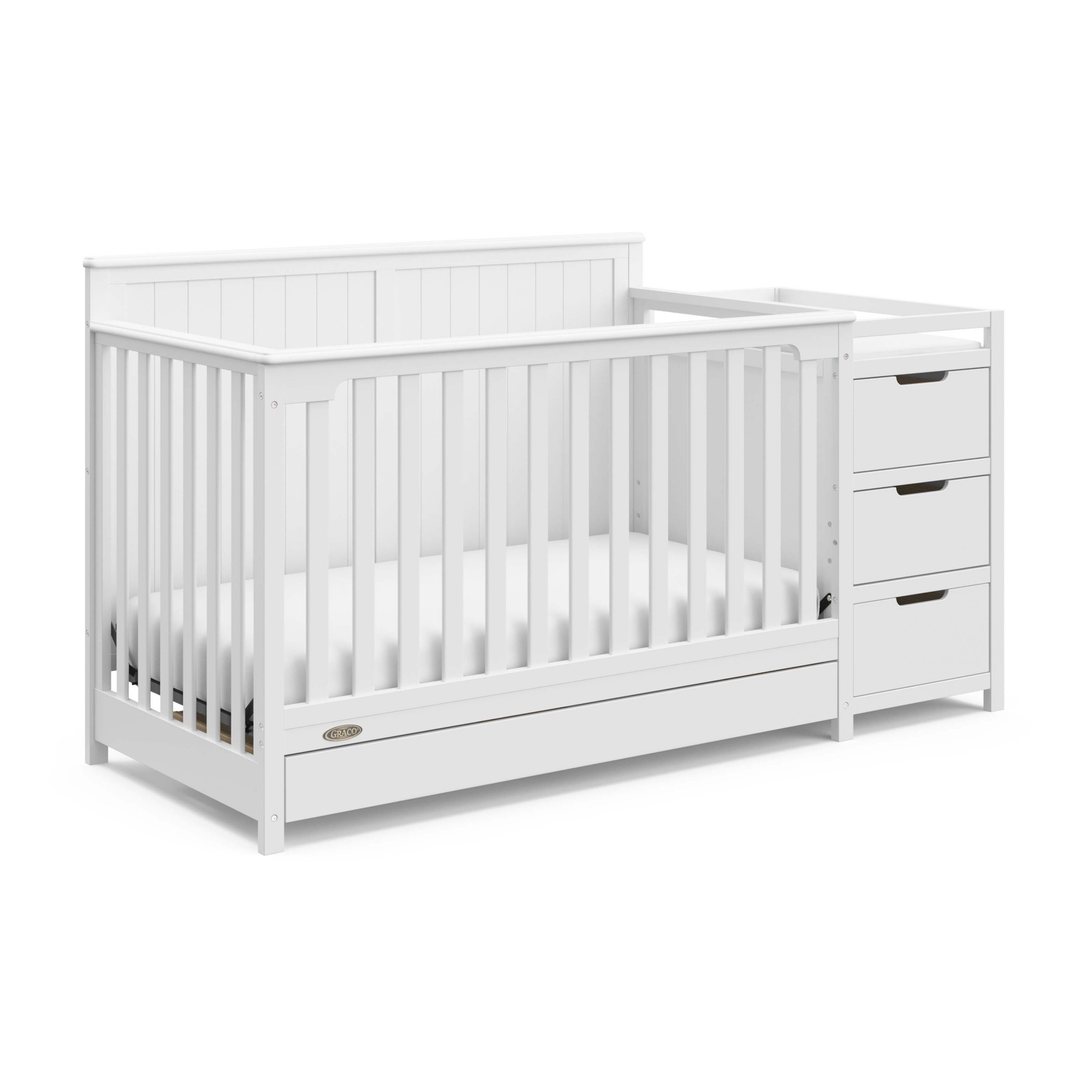 Convertible crib with store drawers underneath