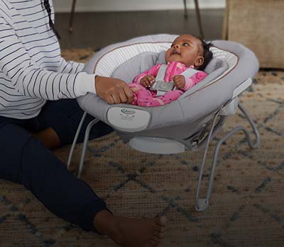 Graco Slim Spaces Compact Baby Swing, Space-Saving Design, Gray, Infant