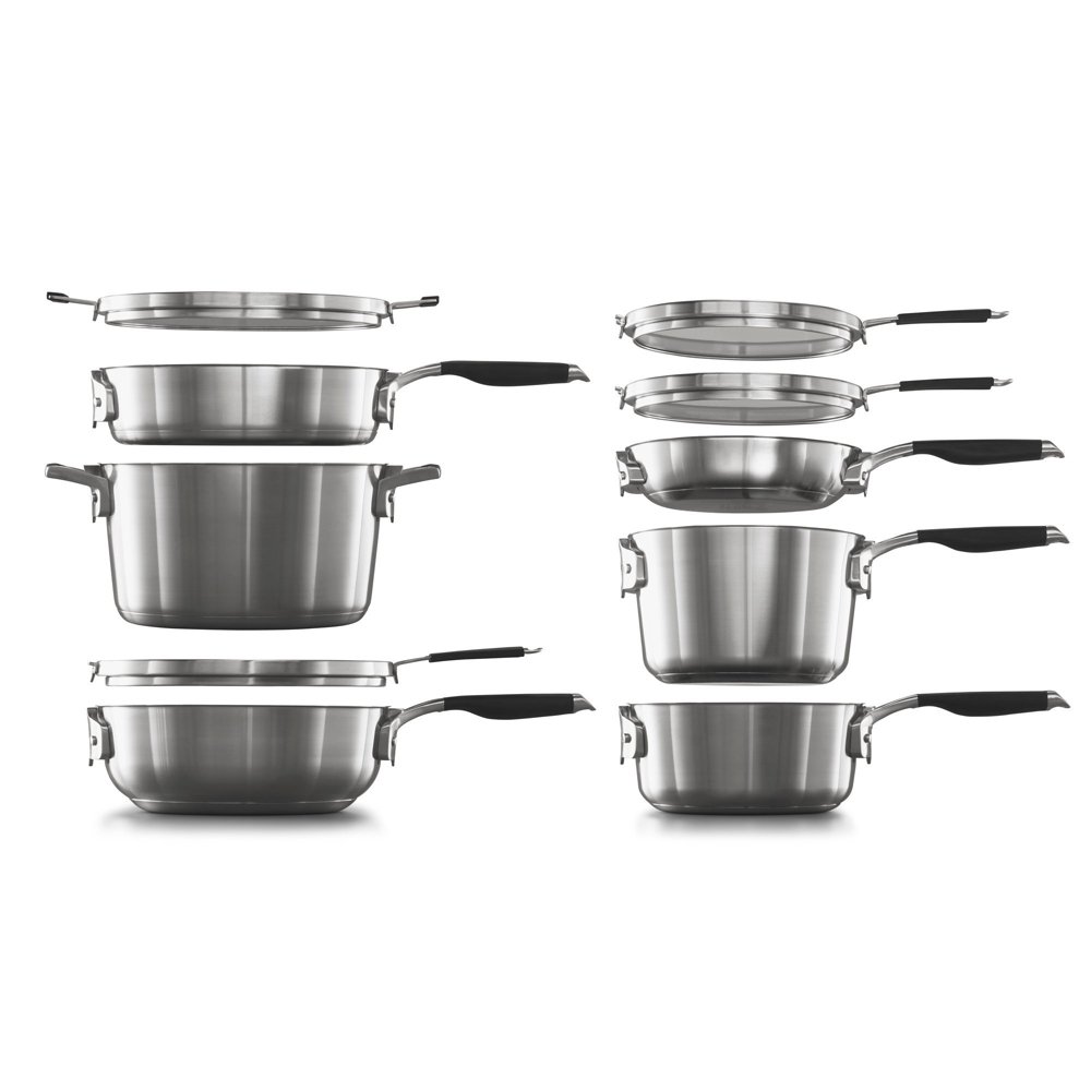 Premier Space-Saving Stainless Steel Pots and Pans, 10-Piece Cookware Set  Cooking Pot Sets for Effortless Cooking - AliExpress