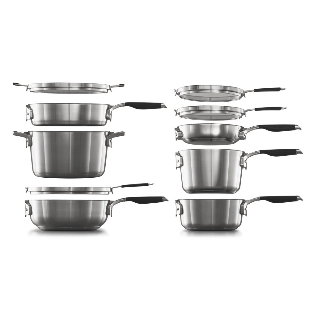 Calphalon Premier 10-Piece Space-Saving Stainless Steel Cookware Set +  Reviews