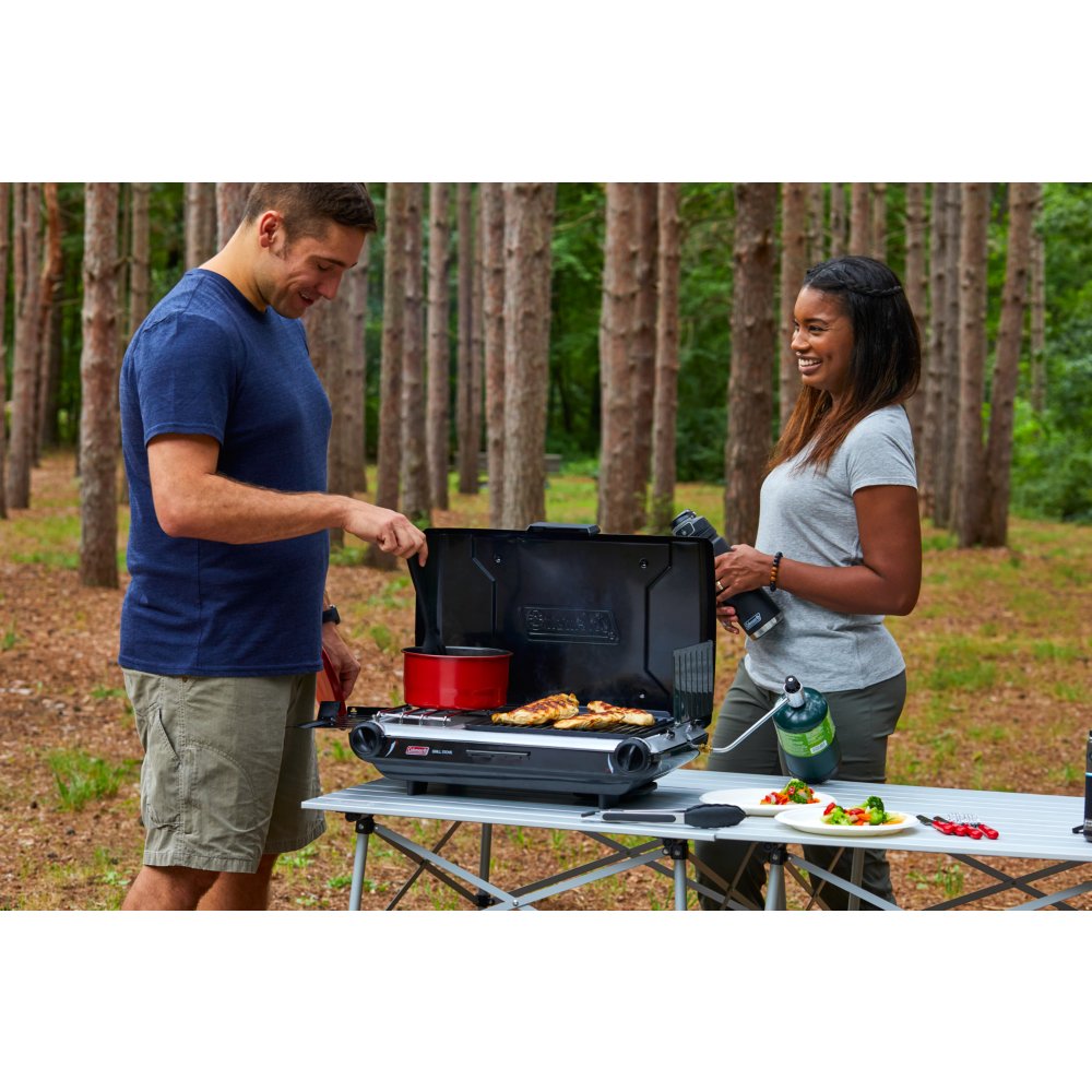 Coleman Tabletop Propane GAS Camping 2-in-1 Grill/Stove 2-Burner Gray Adult Unisex