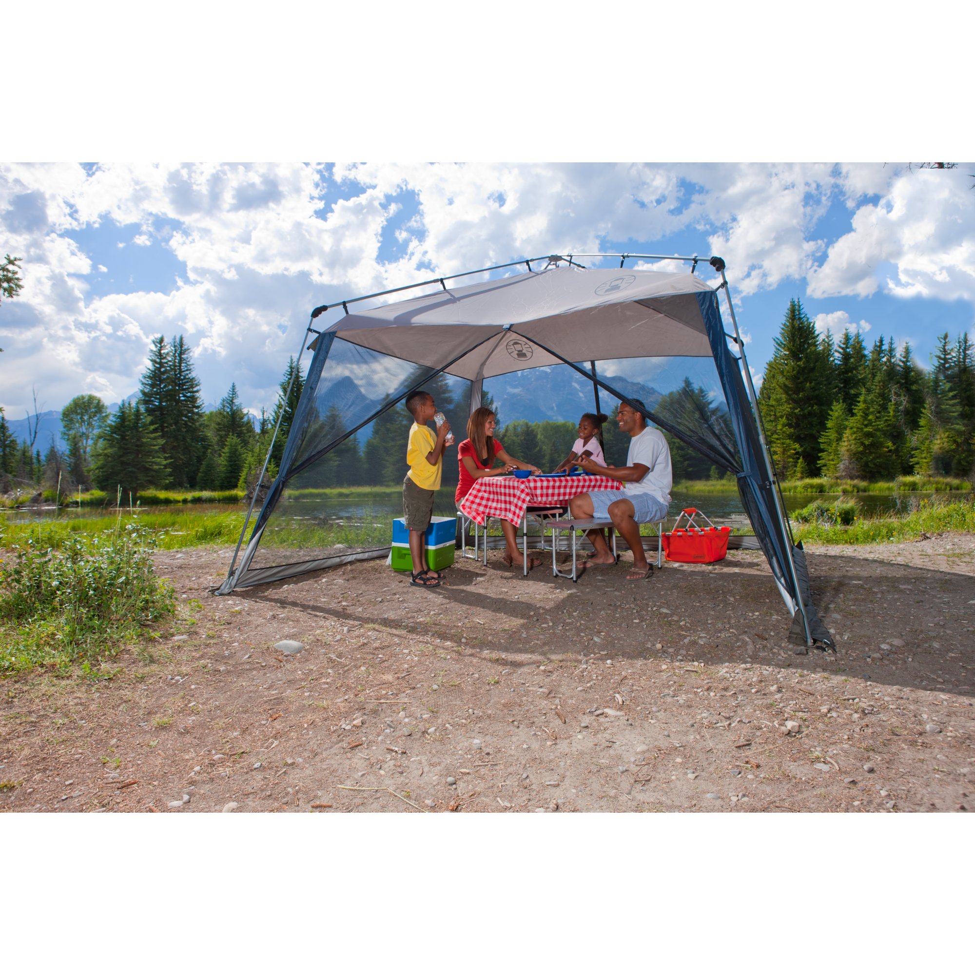 Instant screened outlet canopy