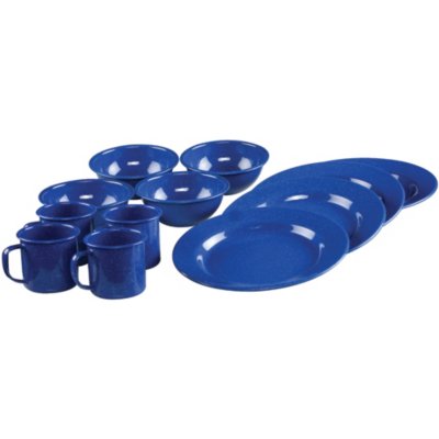 12-Piece Enamel Dinnerware Set, Blue