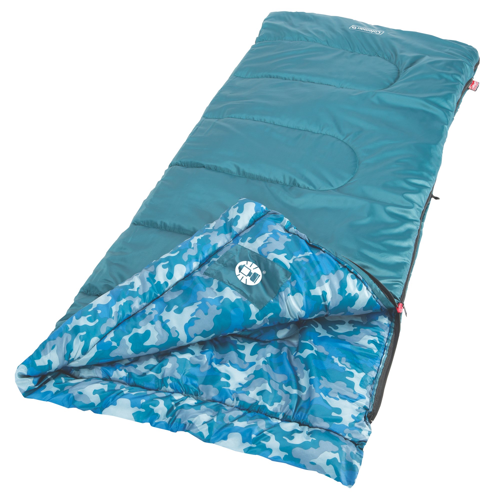Coleman Kids Camo 45F Youth Sleeping Bag | Blue Camo | 66"l X 26"w
