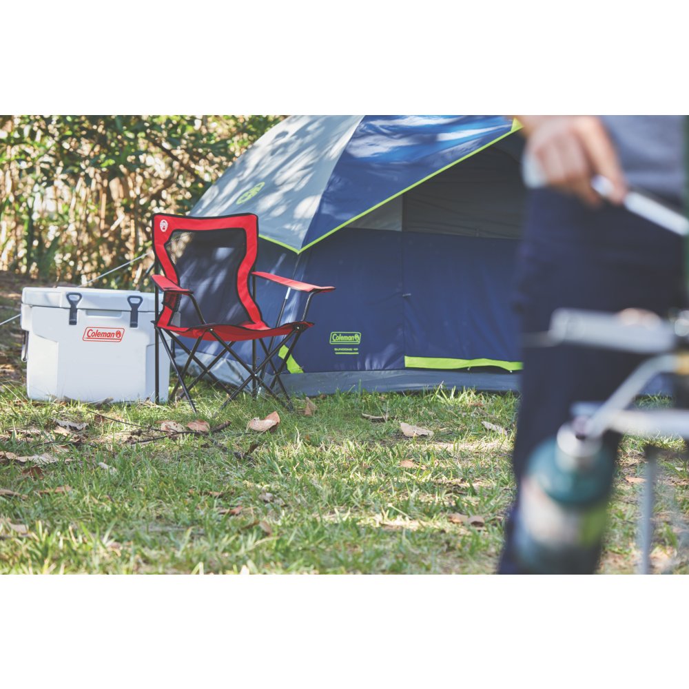 Coleman Broadband Mesh Quad Adult Camping Chair, Red 