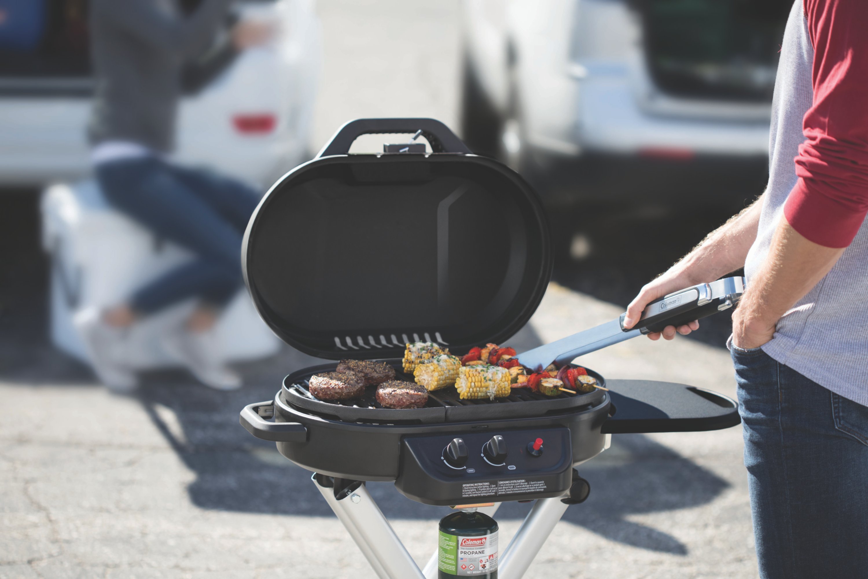 Coleman FOLDING STAINLESS 2 WAY GRILL Lupon Gov Ph   2000033048 Coleman Grill 225 Su Black Close Up Of Food On Grate In Use