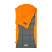 grey and orange quilted sleeping bag front view image number 1