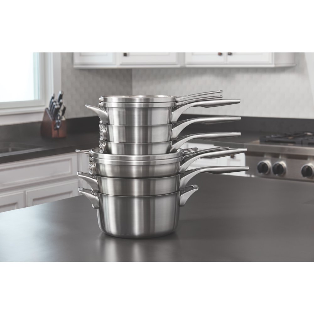 Calphalon 10-Piece Select Stainless Steel Space Saving Set