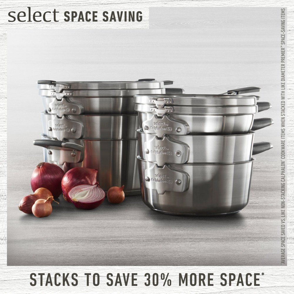 Calphalon 10-Piece Select Stainless Steel Space Saving Set