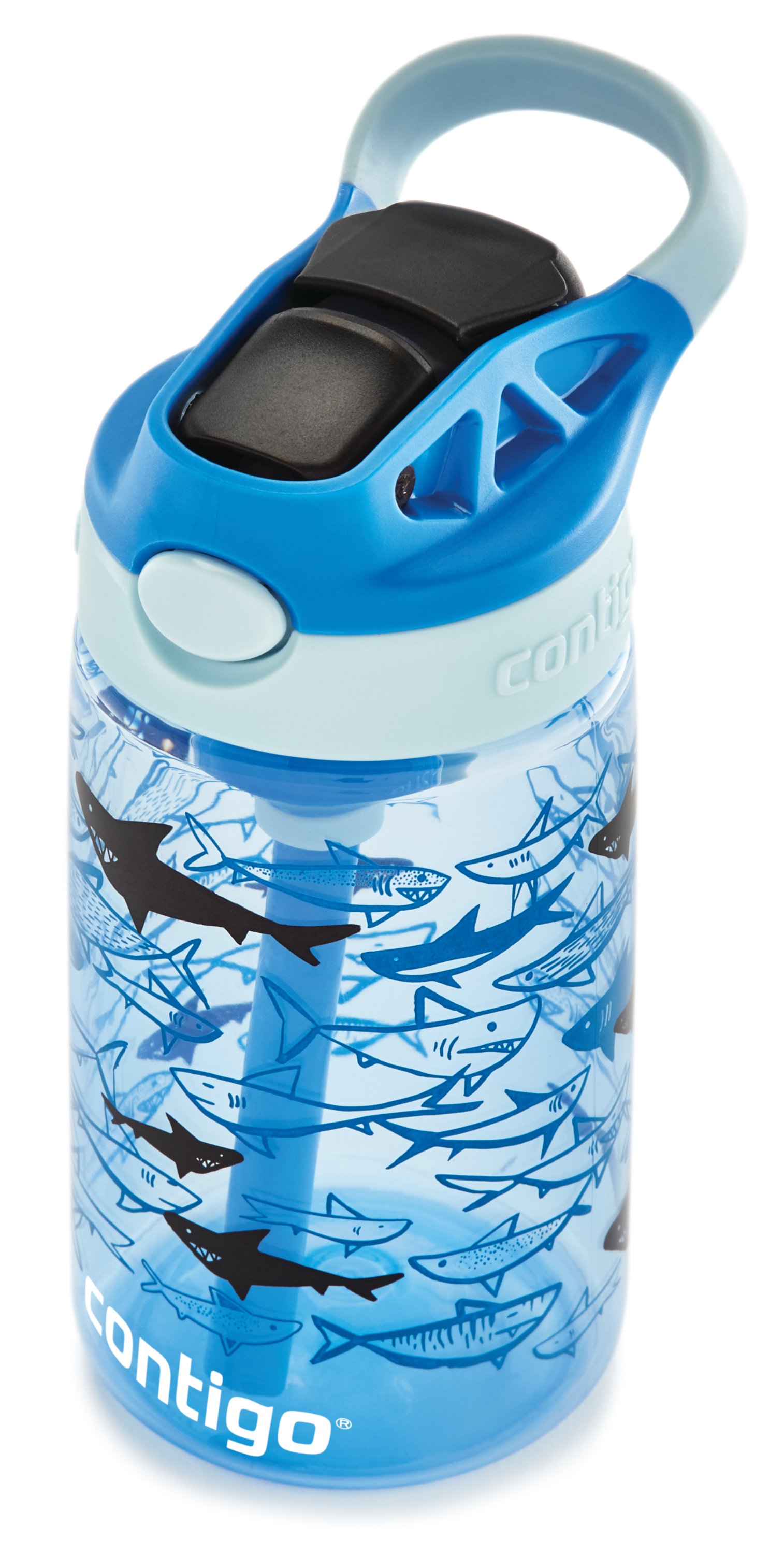 Contigo Kids Blue Shark Gizmo Flip Water Bottle, 14 Oz.
