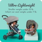 2 babies in century ultra lightweight 15 pound stroller and 7 pound infant car seat image number 1