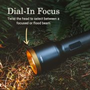 dial-in focus, twist the head to select between a focused or flood beam image number 4