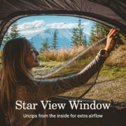 camping tent with view window by mountainside image number 3