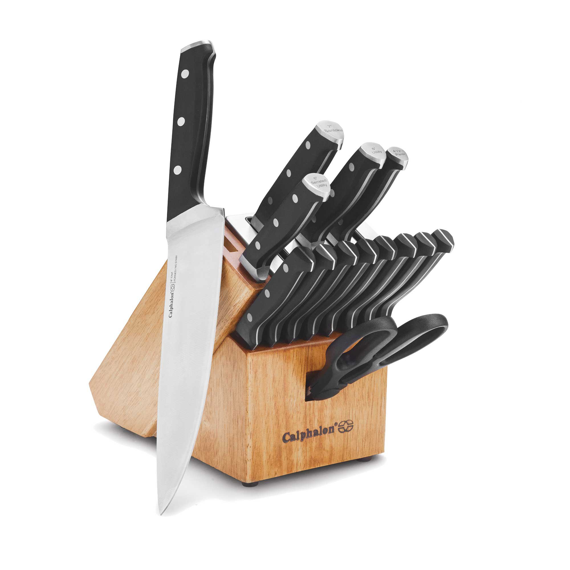 Calphalon Classic Self Sharpening Stainless Steel Cutlery Knife Block Set  with SharpIN Technology, 15 Piece