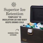 superior ice retention, templock FX insulation lid and body keeps drinks cold, durable steel exterior image number 3