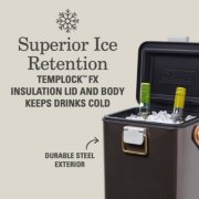 superior ice retention, templock FX insulation lid and body keeps drinks cold, durable steel exterior image number 3