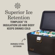 superior ice retention, templock FX insulation lid and body keeps drinks cold, durable steel exterior image number 2