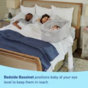 dream more bedside bassinet D L X positions baby at your eye level to keep them in reach image number 2