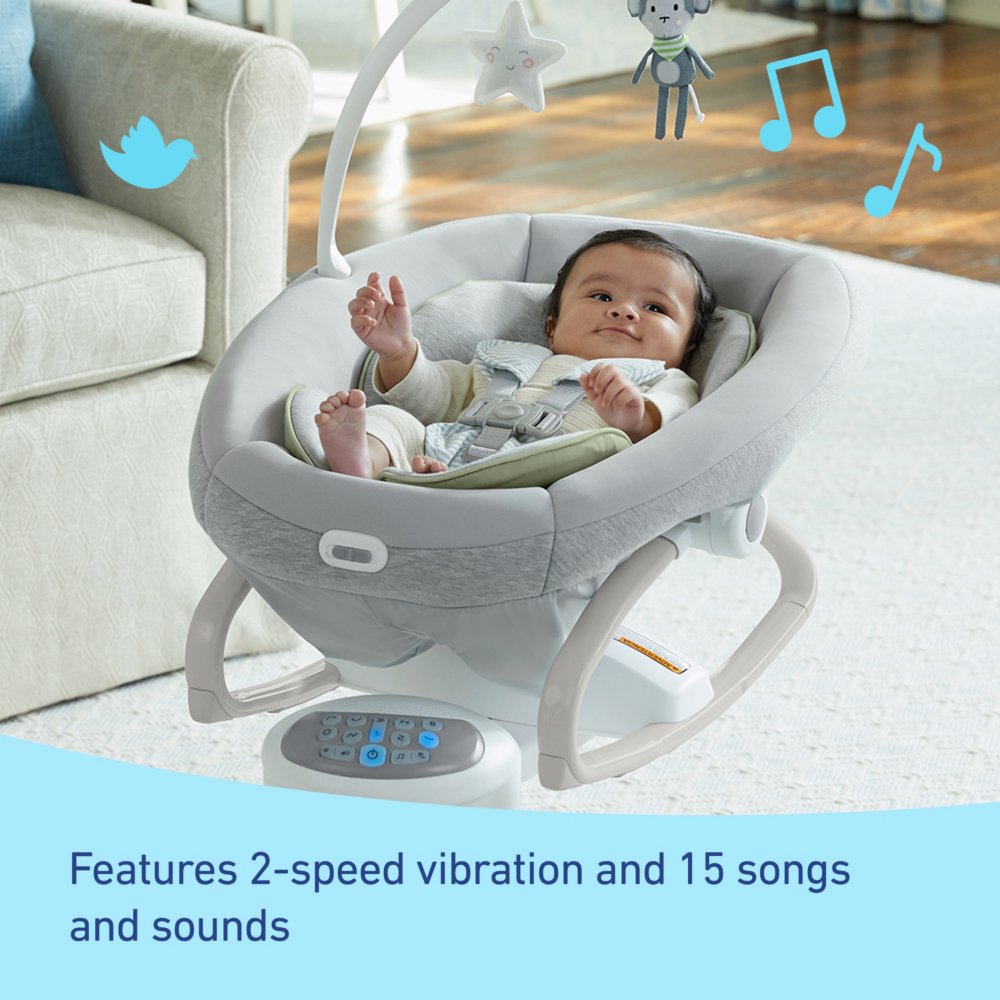 Graco All Ways Soother diseño de estrellas 0-9 kg de recién nacidos a 9 meses aproximadamente Mecedora y sillita portátil para bebés 2 en 1 con vibración y velocidad de balanceo ajustable 