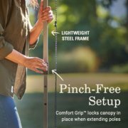 Pinch-free setup, comfort grip locks canopy in place when extending poles, lightweight steel frame image number 3