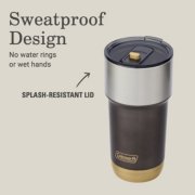 Coleman beverage tumbler in sweat proof design ensures no water rings or wet hands with splash resistant lid in smoke image number 3