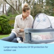 bassinet with large canopy features UV 50 protection for outdoor use image number 2