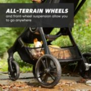Baby jogger stroller with go anywhere all-terrain wheels and front wheel suspension image number 5