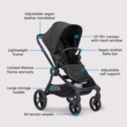 Lightweight, all-terrain Baby jogger stroller with large basket, calf support, canopy, vegan handlebars and lifetime warranty image number 6