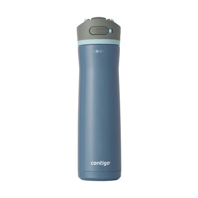 Contigo Cortland Chill 24 oz Silver and Blue Solid Print Stainless Steel  Water Bottle with Flip-Top Lid 