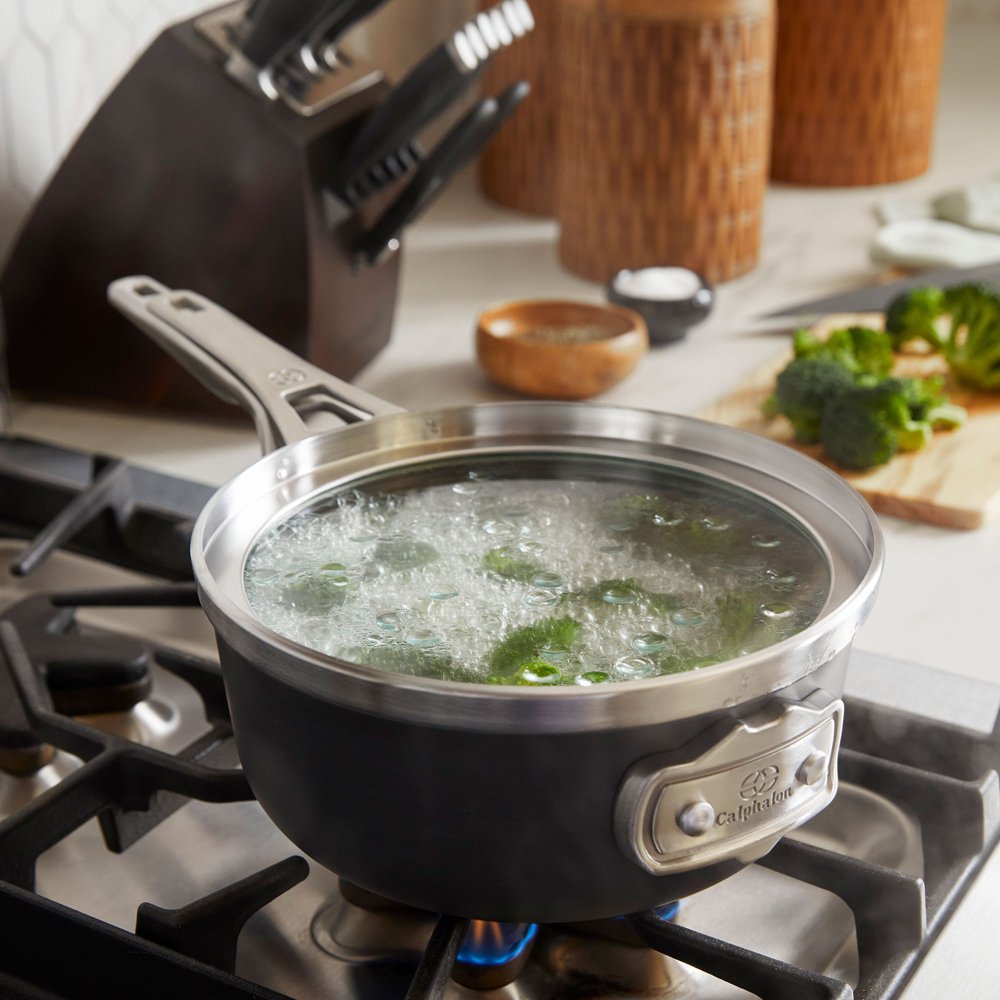 Review Calphalon Premier™ Space Saving SS 4.5 qt Saucepan