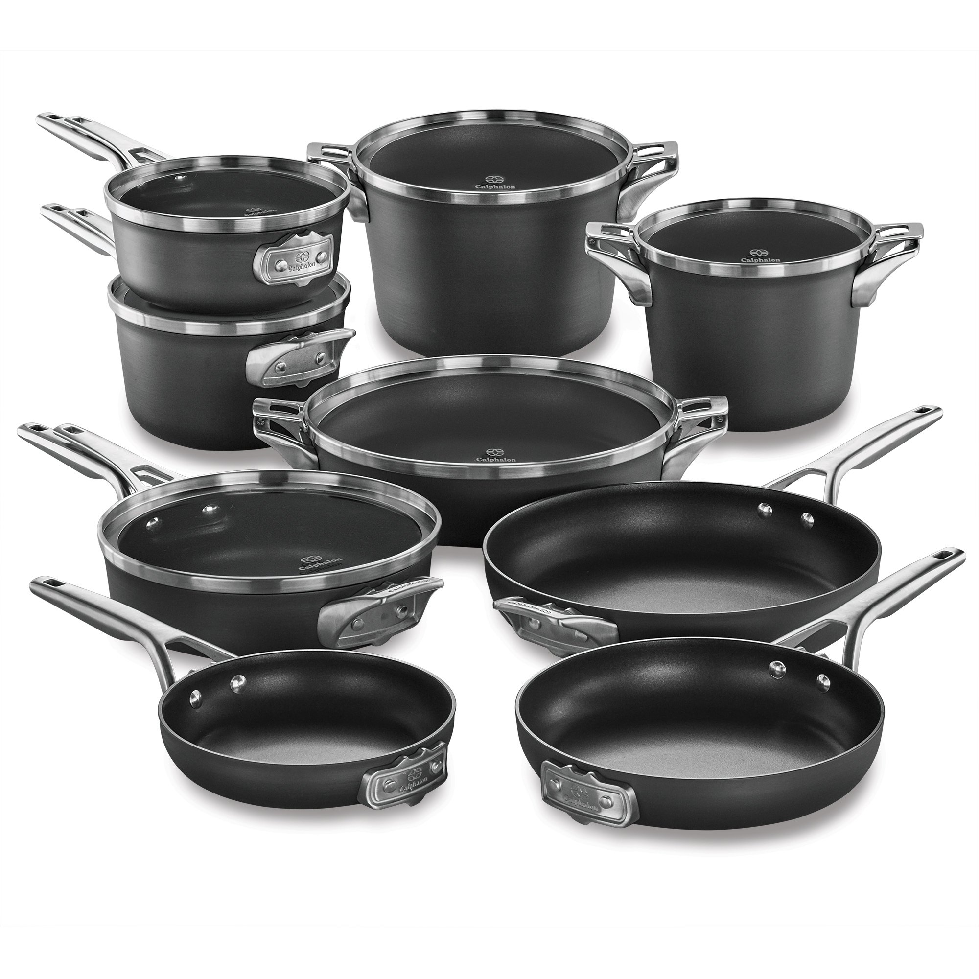 Calphalon Premier 8-Piece Hard Anodized Space Saving Stacking Set 