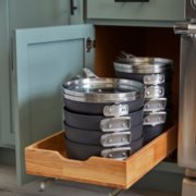 stacked space saving pans in cabinet image number 11
