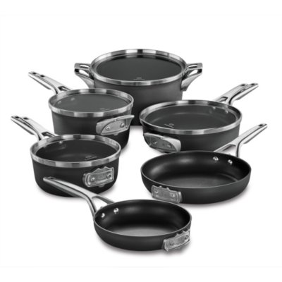 Premier™ Space-Saving Hard-Anodized Nonstick Cookware, 10-Piece Pots and Pans Set