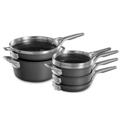 Calphalon Premier Space-Saving Hard-Anodized Nonstick Cookware, 8-Piece Pots and Pans Set