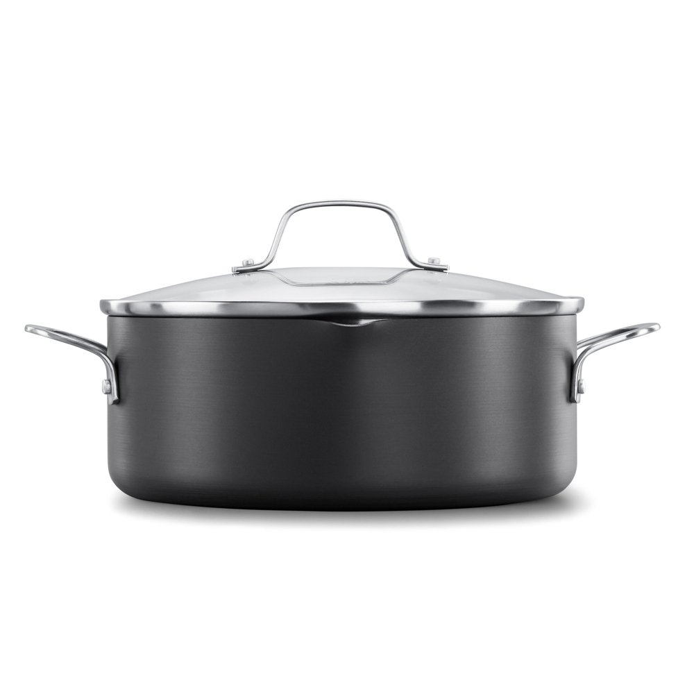 ItsMillers Ultra Nonstick Modern Hard-Anodized Stock Pot, 6 qt Induction  Kitchen Cookware Dutch Oven with Silicone Oven Mitts,Oven Safe Black
