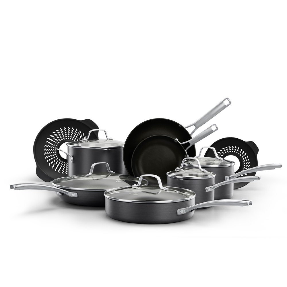 Classic™ Hard-Anodized Nonstick 14-Piece Cookware Set with No-Boil-Over Inserts | Calphalon