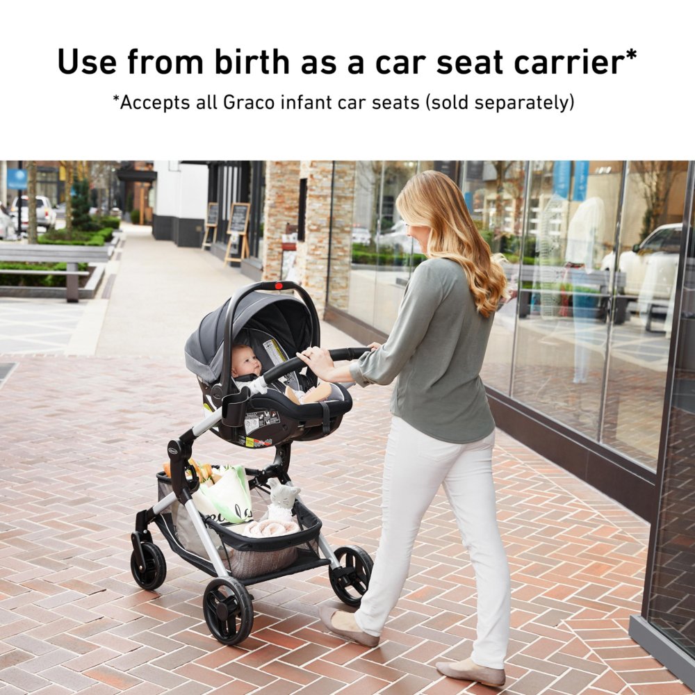 When can baby sit in stroller without car outlet seat graco