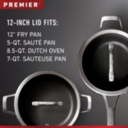 12 inch lid fits 12 inch fry pan, 5 quart saute pan, 8.5 quart dutch oven, and 7 quart sauteuse pan image number 2