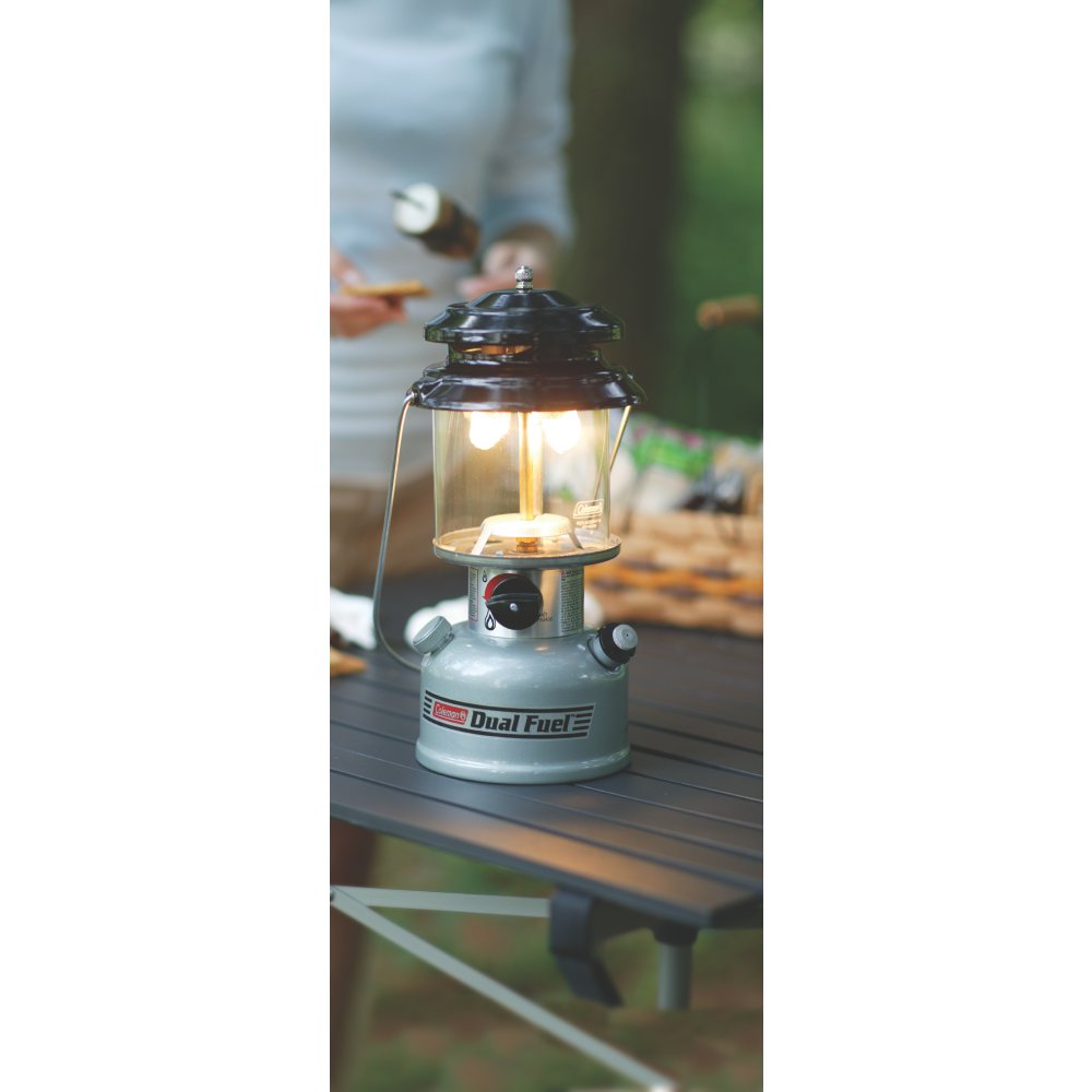  Coleman Premium Dual Fuel Lantern with Carry Case, Portable  Lantern with Adjustable Brightness Includes Handle, Mantles, Filter Funnel,  and Carry Case; Great for Camping, Power Outages, & Emergencies : Sports 