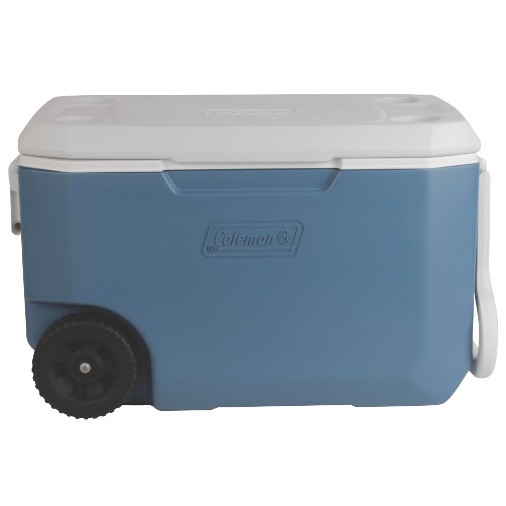 Wheeled Cooler Ice Chest Coleman Rolling Outdoor Wheels Blue 50-Quart camping 