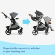 single stroller expands to a double as your family grows image number 2