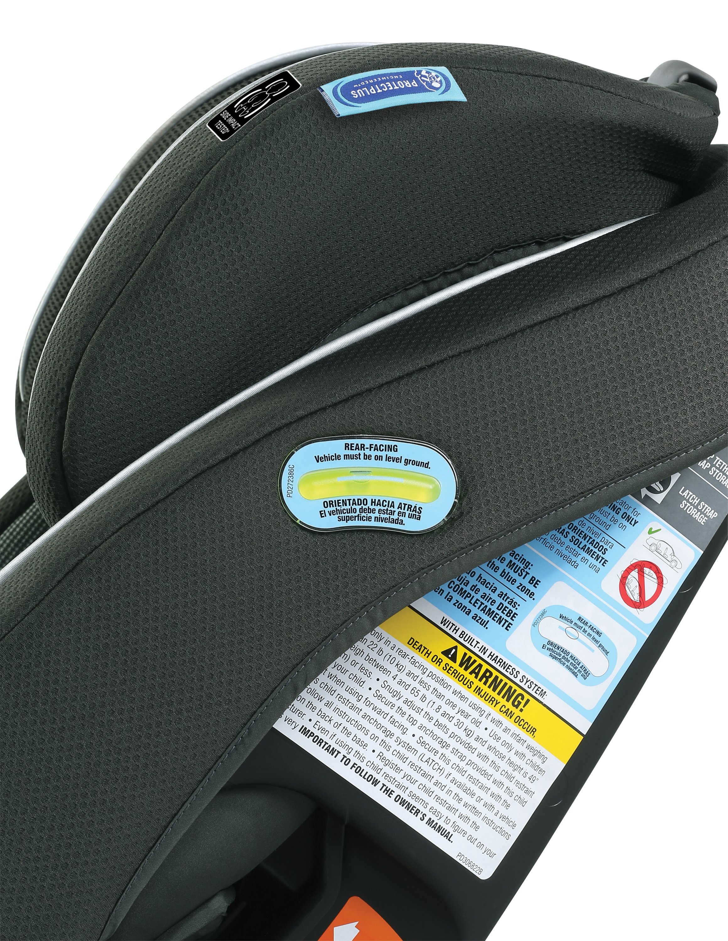 4 ever D L X rear facing car seat zoom in on labels image number 17