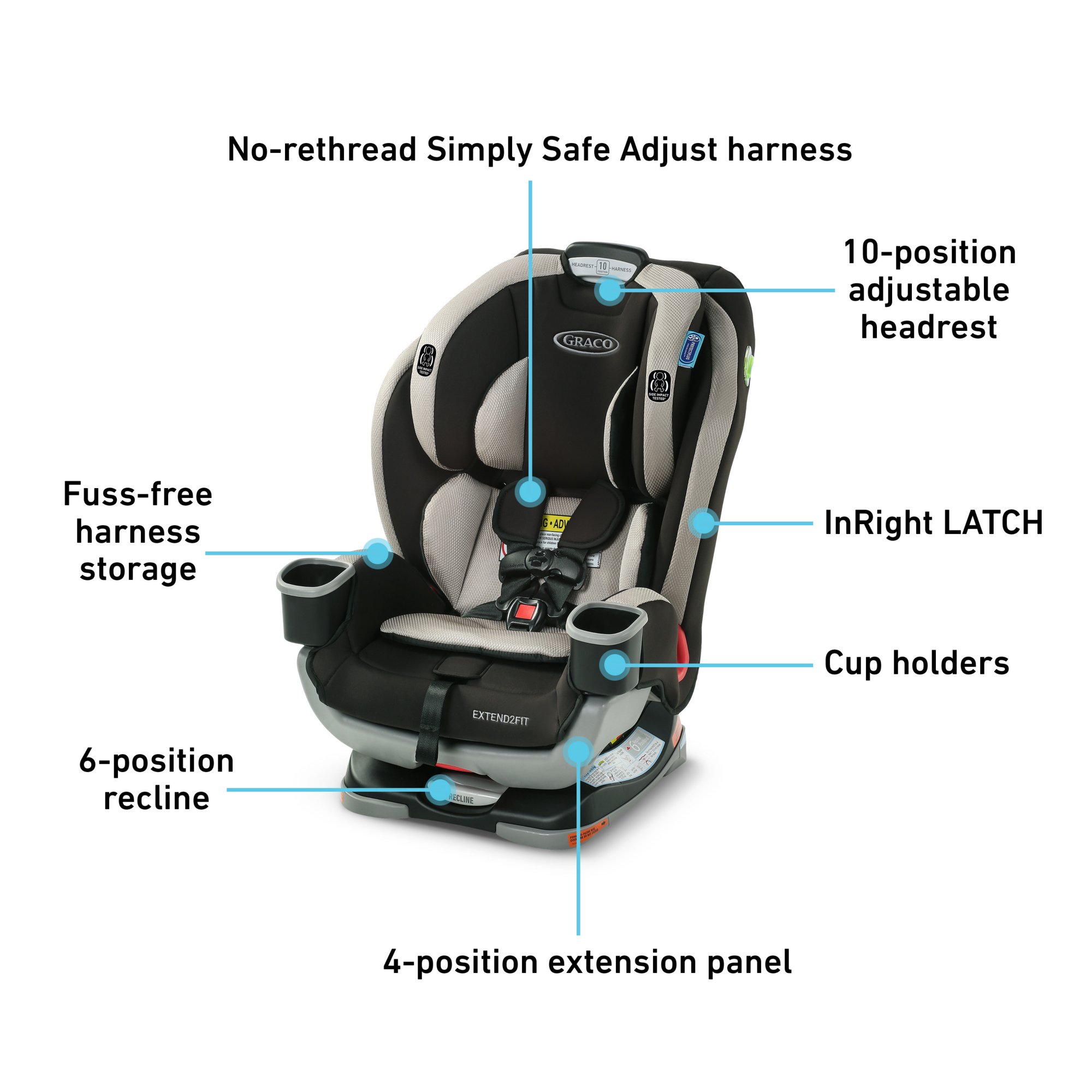OPEN BOX Graco B084QFHQTD Extend2Fit 3 in 1 Convertible Car Seat in Stocklyn 